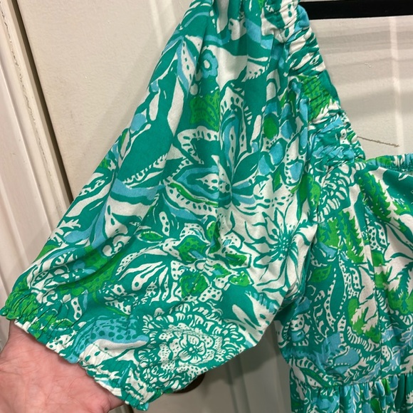 Lilly Pulitzer square necked fun fun dress in Blue and green - Picture 3 of 7